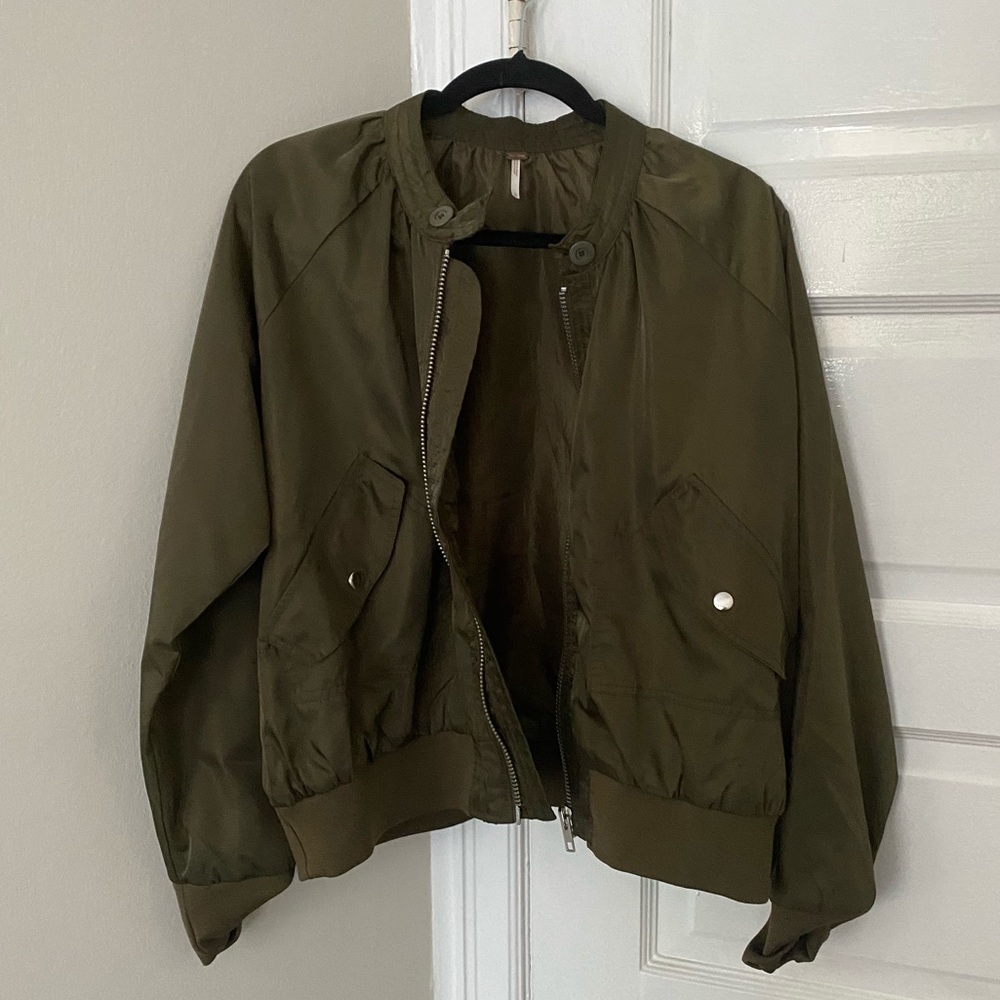Free people bomber jacket in olive green